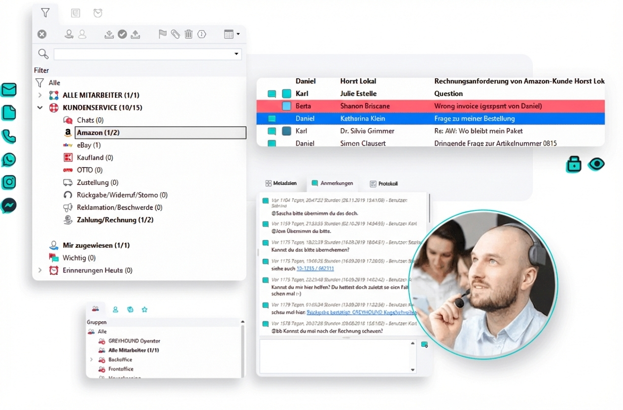 Gemeinsame Inbox für Kundenkommunikation und Tickets